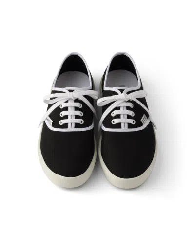 Prada Canvas Low Top Sneaker In Black