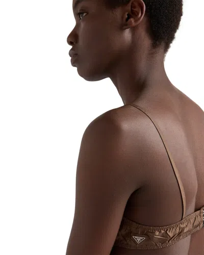 Prada Taffeta-bh-top In Brown