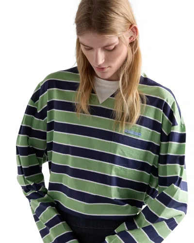 Prada Embroidered Cotton Oversize T-shirt In Green