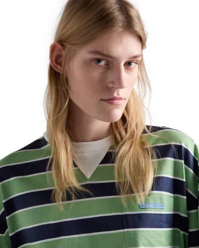 Prada Embroidered Cotton Oversize T-shirt In Green