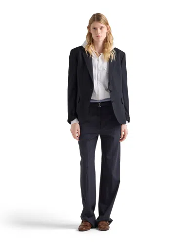 Prada Single-breasted Wool Jacket In Blue