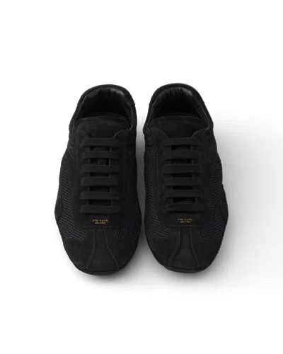 Prada Black Suede And Re Nylon Montecarlo Re Edition 2005 Sneakers In Multi