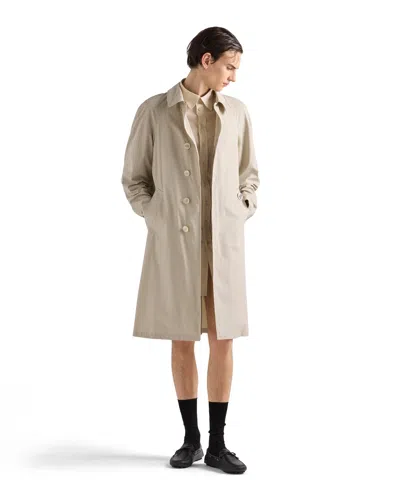 Prada Single-breasted Coat In Neutral