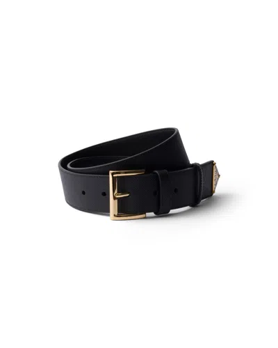 Prada Leather Belt In Black