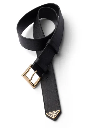 Prada Leather Belt In Black