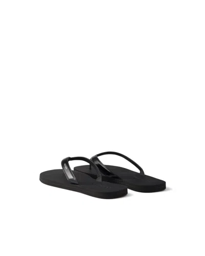 Prada Mini Brushed Leather Flip-flops For Summer Style In Black