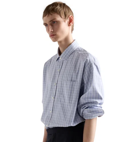 Prada Checked Buttoned Shirt In Blue