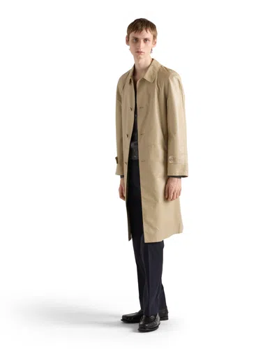 Prada Nappa Leather Coat In Neutral