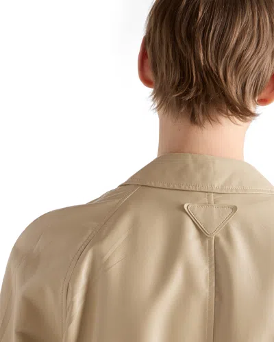 Prada Nappa Leather Coat In Neutral
