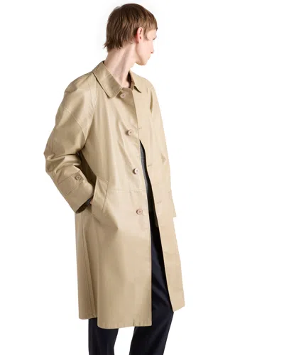 Prada Nappa Leather Coat In Neutral