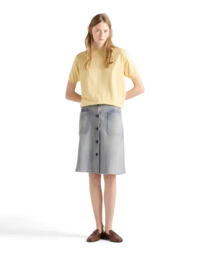 Prada Rundhalspullover Aus Seide In Neutral