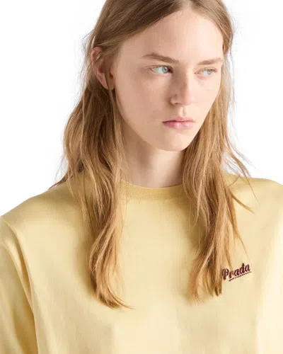 Prada Rundhalspullover Aus Seide In Neutral