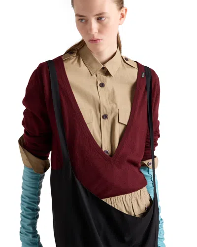 Prada Pullover Aus Kaschmir Mit V-ausschnitt In Red