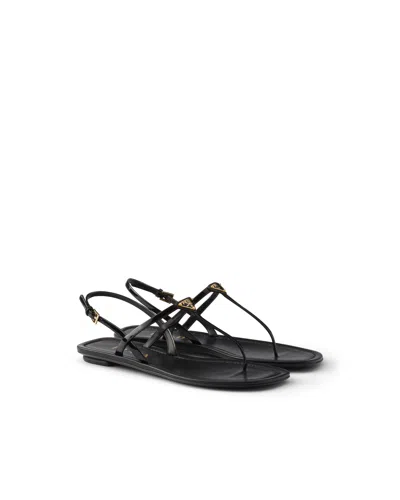 Prada Triangle Logo Patent Leather Thong Sandals In Multi