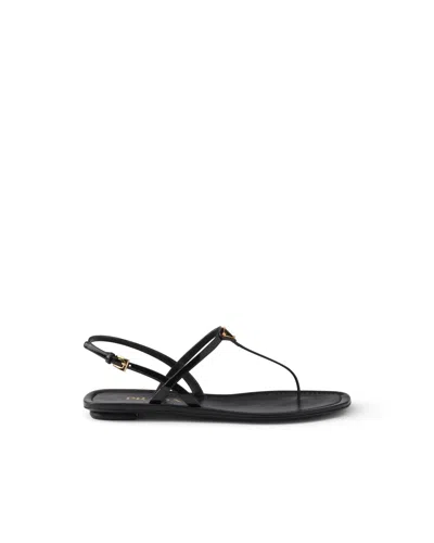 Prada Triangle Logo Patent Leather Thong Sandals In Multi
