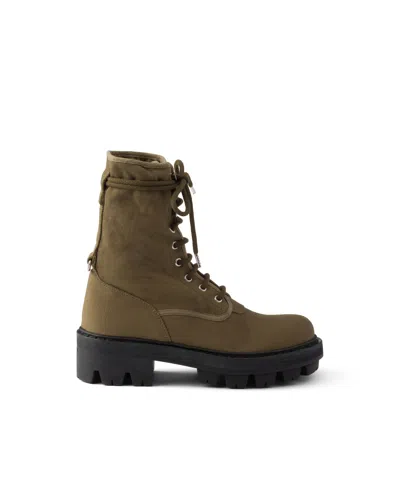 Prada Canvas Ankle Boots Chunky Sole Eyelets In Multi