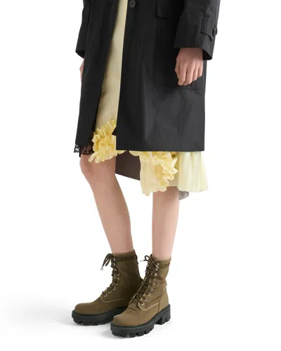Prada Canvas Ankle Boots Chunky Sole Eyelets In Multi