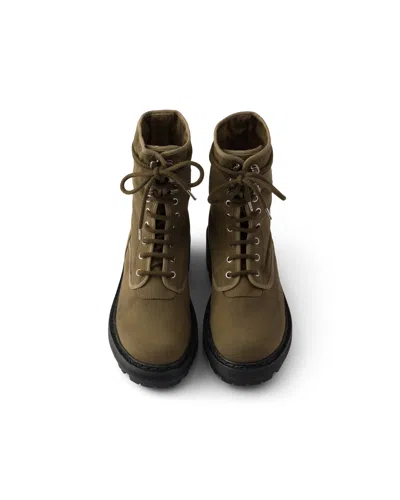 Prada Canvas Ankle Boots Chunky Sole Eyelets In Multi