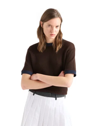 Prada Rundhalspullover Aus Kaschmir In Brown