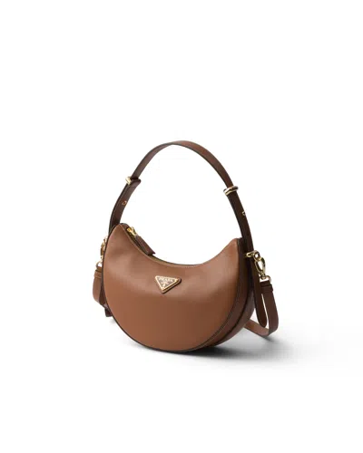 Prada Mini Arqué Shoulder Bag In Brown
