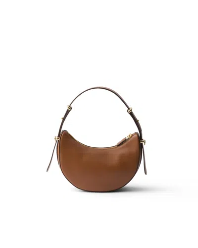 Prada Mini Arqué Shoulder Bag In Brown