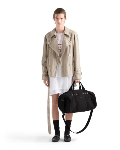 Prada Weekender Aus Canvas In Black