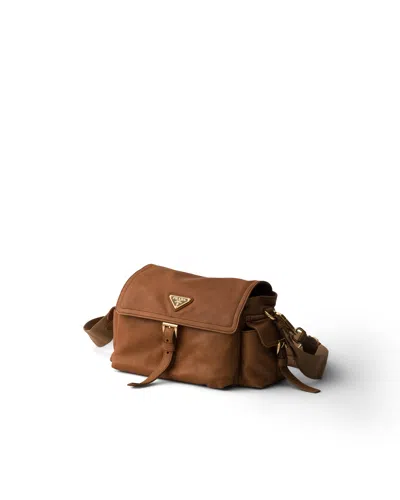 Prada Medium Explore Nappa Leather Shoulder Bag In Brown