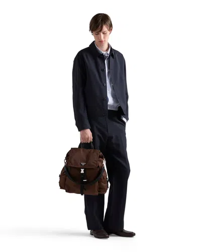 Prada Explore Rucksack Aus Re-nylon Und Leder In Brown