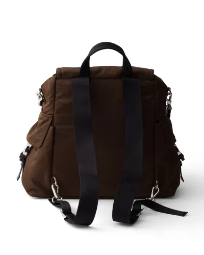 Prada Explore Rucksack Aus Re-nylon Und Leder In Brown