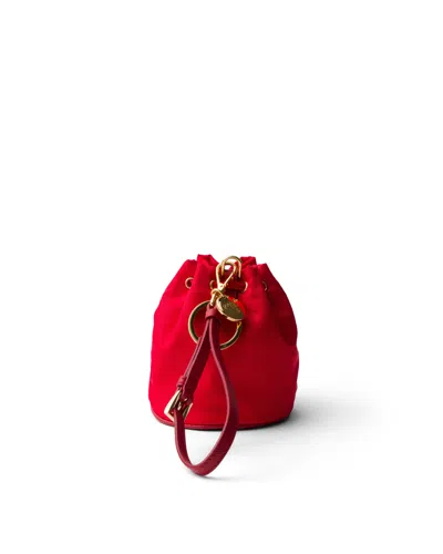 Prada Mini Icon Re-nylon Keychain Charm In Red
