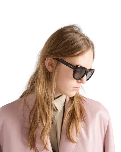 Prada 0pr D07s Oversized Rectangular Frame Tortoiseshell Sunglasses In Brown