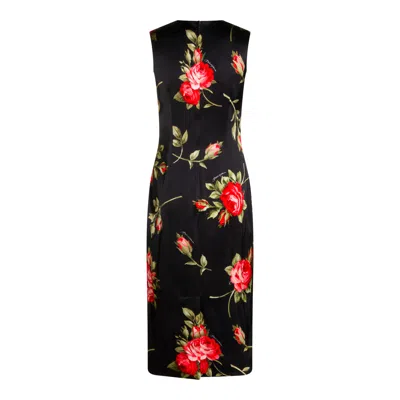 Dolce & Gabbana Women Black Dress With All-over Floral Print In Silk Woman In Multi