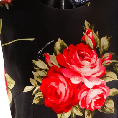 Dolce & Gabbana Women Black Dress With All-over Floral Print In Silk Woman In Multi