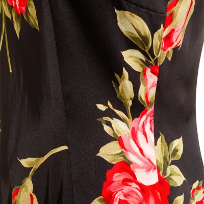 Dolce & Gabbana Women Black Dress With All-over Floral Print In Silk Woman In Multi