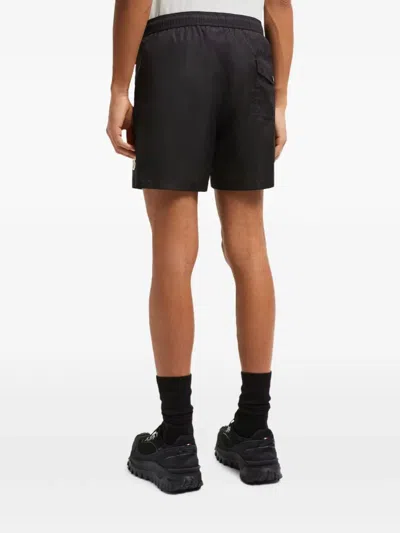 Moncler Logo Patch Detail Elastic Waist Swim Shorts In Brown