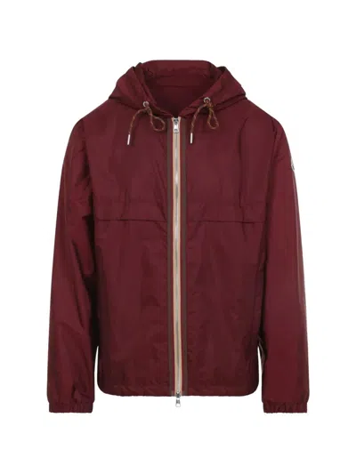 Moncler Hooded Jacket With Adjustable Hood For Men In Burgundy