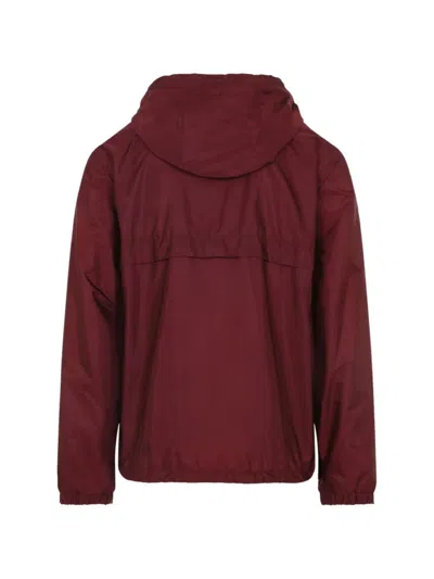 Moncler Hooded Jacket With Adjustable Hood For Men In Burgundy