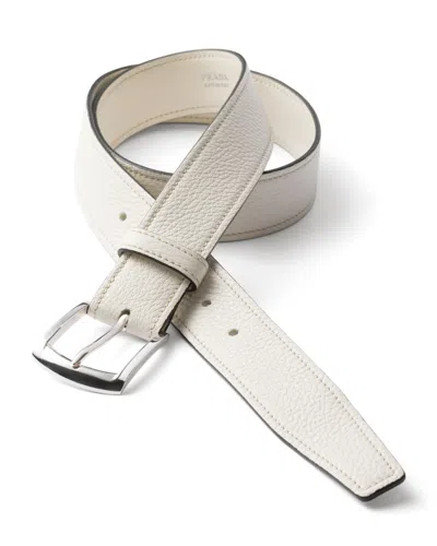 Prada Leather Belt Strap In White