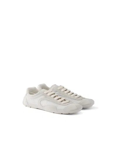 Prada Montecarlo Re-edition 2005 Suede And Mesh Sneakers In White