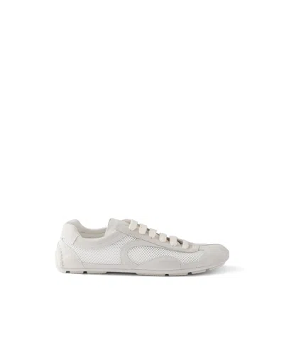 Prada Montecarlo Re-edition 2005 Suede And Mesh Sneakers In White