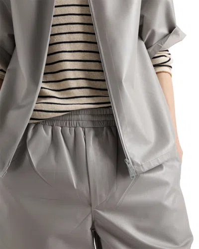 Prada Leather Bermudas In Gray