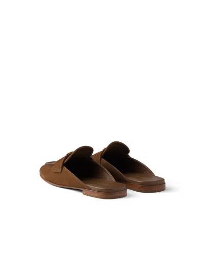 Prada Brown Calf Leather Bos Taurus Mules In Multi