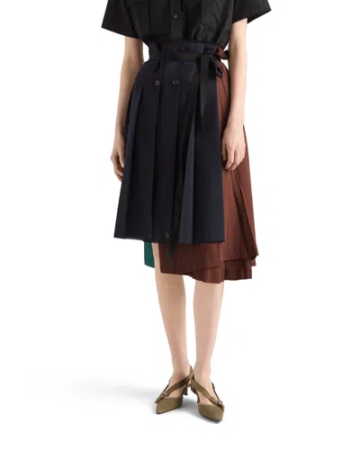 Prada Rush Stitch Fabric Patchwork Skirt In Multi