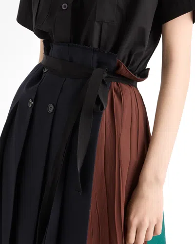 Prada Rush Stitch Fabric Patchwork Skirt In Multi