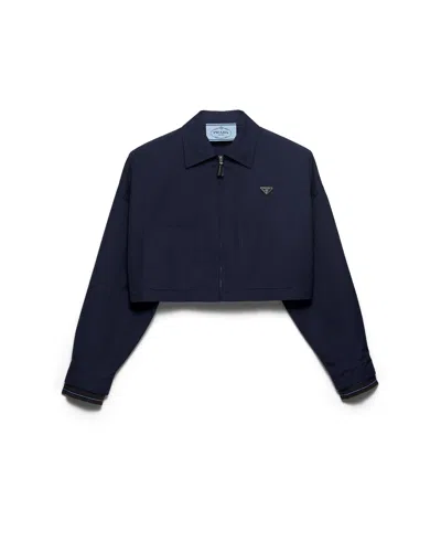 Prada Poplin Blouson Jacket In Blue