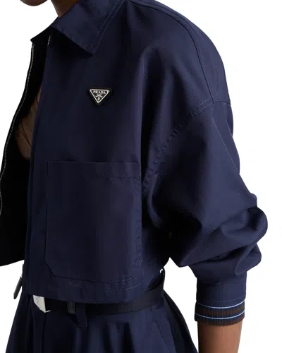 Prada Poplin Blouson Jacket In Blue