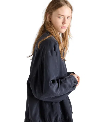 Prada Collared Jacket Long Sleeves Elasticated Hem In Blue