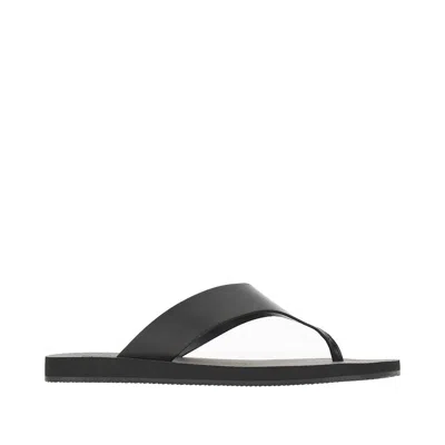 The Row Dune Classic Ginza Leather Flip Flops In Black