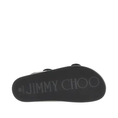 Jimmy Choo Fayence Leather-trimmed Faux Pearl-embellished Mesh Slides In Black