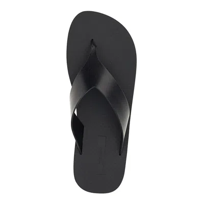 The Row Dune Classic Ginza Leather Flip Flops In Black